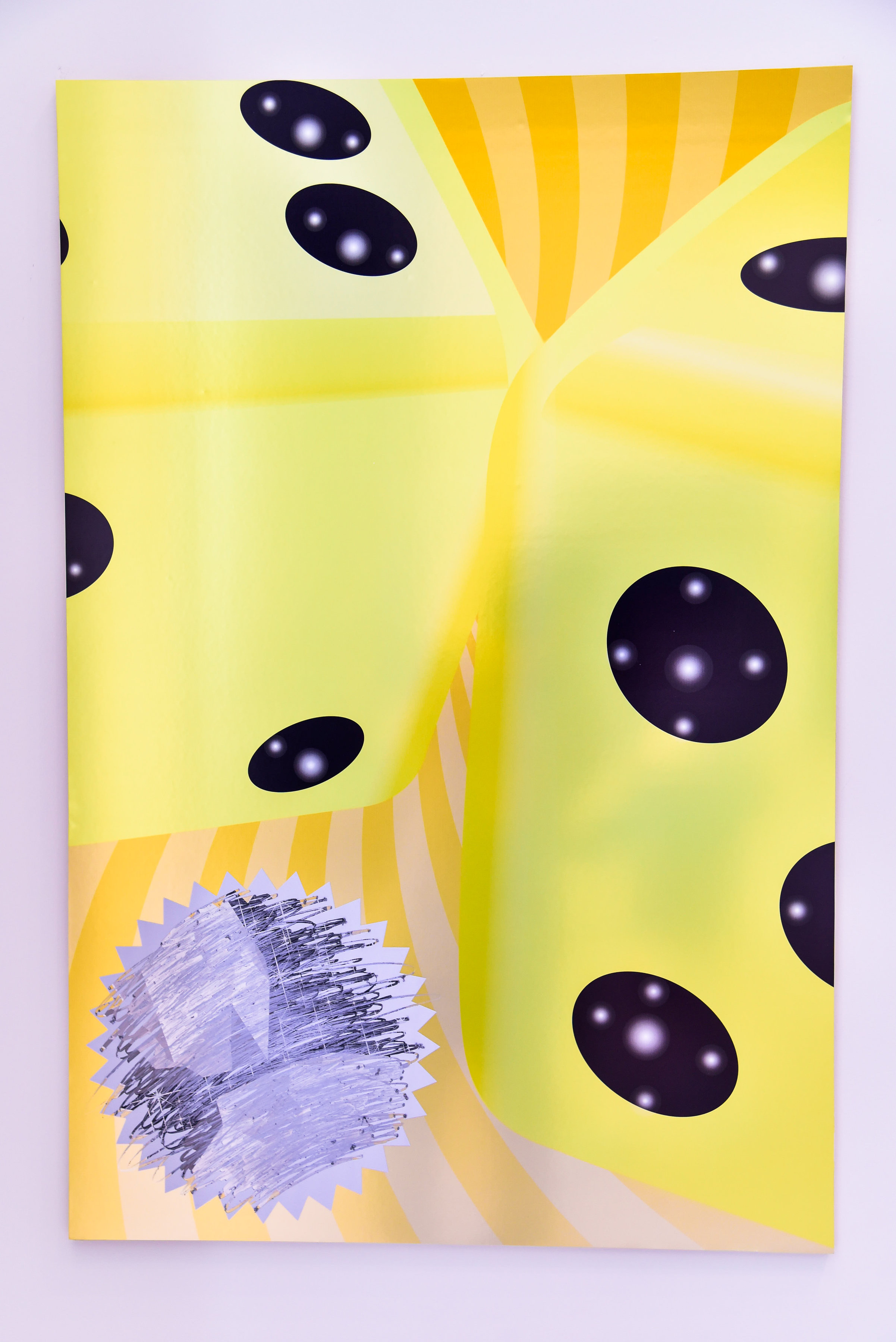 Rollin' Bones: Inkjet Print on Metallic Paper Mounted to Panel, UV Ink Screen Print