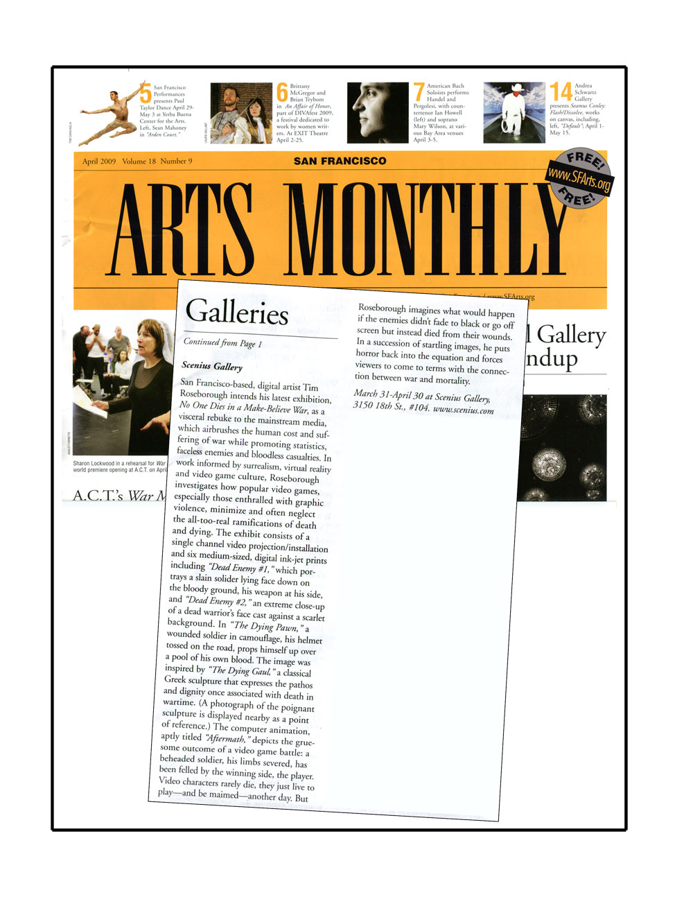 San Francisco Arts Monthly, April, 2009