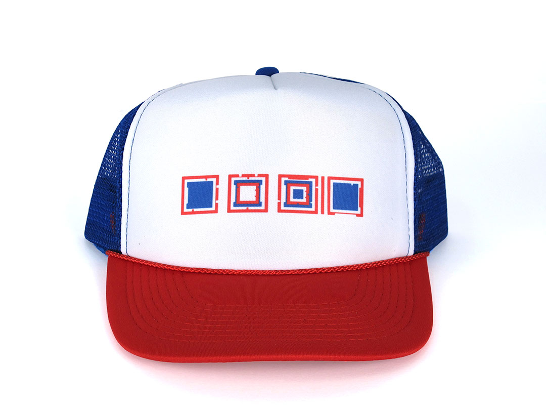 'End White Supremacy' Trucker Hat: Square Englyph Font